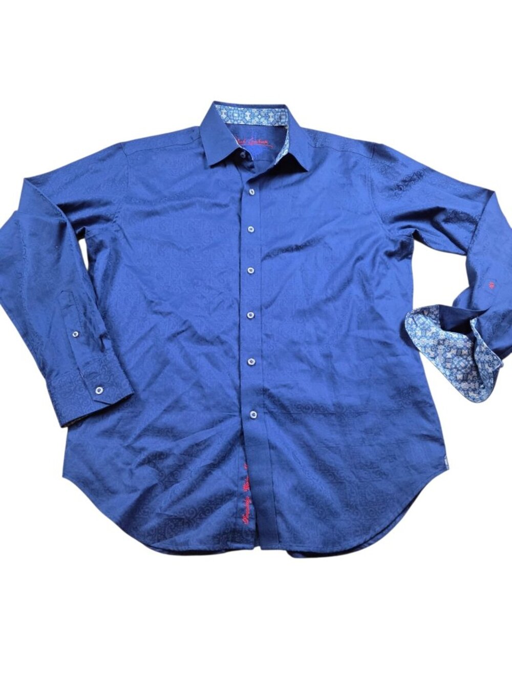 Robert Graham Shirt Mens Large Blue Geometric Button Up Long Sleeve Casual